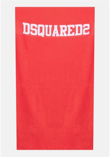 Beach towel for men and women, red with white jacquard logo DSQUARED2 | Beach towel | D7P005450613