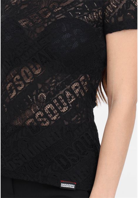 T-shirt donna nera trama ricamata DSQUARED2 | D8M204390010