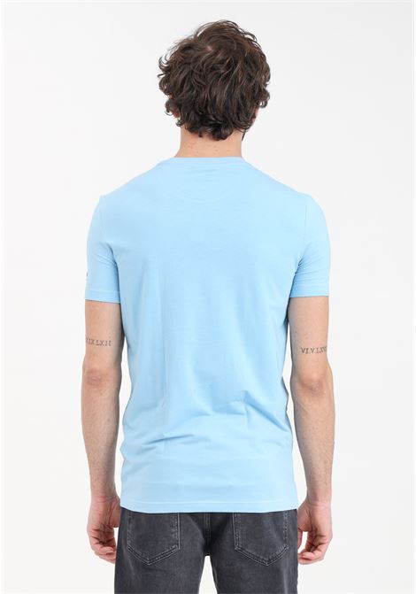 T-shirt celeste da uomo con patch logo in gomma nero sulla manica DSQUARED2 | D9M205070456
