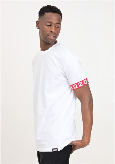 T-shirt bianca da uomo con banda elastica sulla manica DSQUARED2 | T-shirt | D9M3S5130104