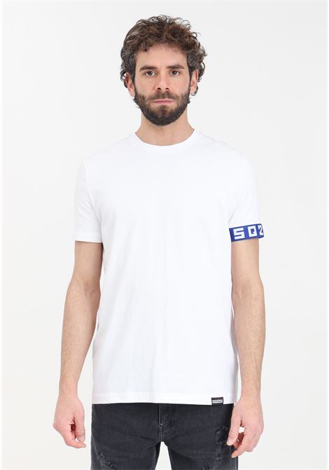 White men's t-shirt with elastic band on the sleeve DSQUARED2 | T-shirt | D9M3S5130117