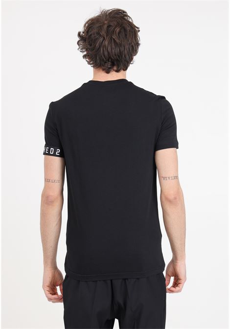 T-shirt da uomo nera orlo manica elastico logato DSQUARED2 | T-shirt | D9M3S5400010