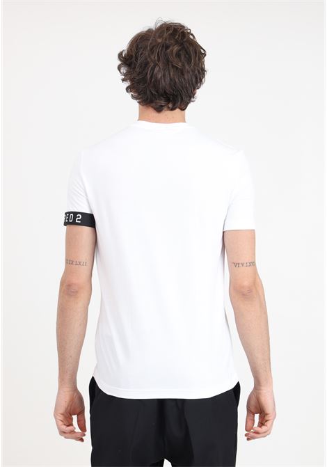 White men's t-shirt with logoed elastic sleeve hem DSQUARED2 | T-shirt | D9M3S5400110