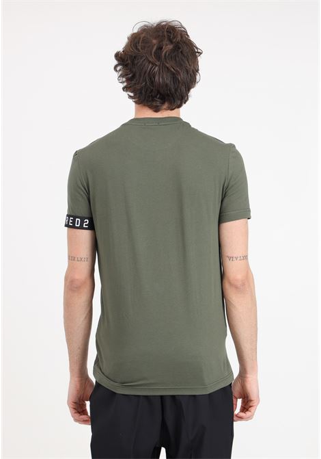 Military green men's T-shirt with logoed elastic sleeve hem DSQUARED2 | T-shirt | D9M3S5400306