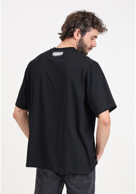 T-shirt da uomo nera con patch logo sul retro del colletto DSQUARED2 | D9M3Z5090010