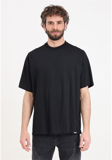 T-shirt da uomo nera con patch logo sul retro del colletto DSQUARED2 | D9M3Z5090010