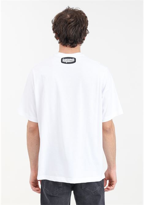T-shirt da uomo bianca con patch logo sul retro del colletto DSQUARED2 | T-shirt | D9M3Z5090110