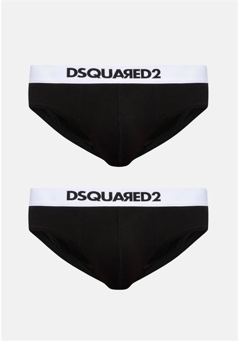 Set of 2 black men's briefs with logo band DSQUARED2 | Slip | D9X615190010