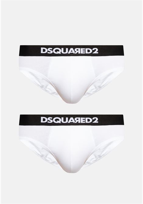 Set of 2 white men's briefs with logo band DSQUARED2 | D9X615190110