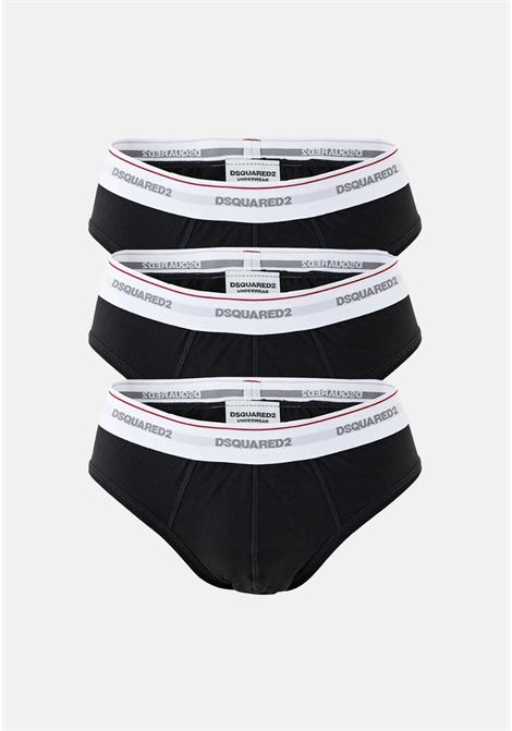 Set of three black men's briefs with logo band DSQUARED2 | DCX610040001