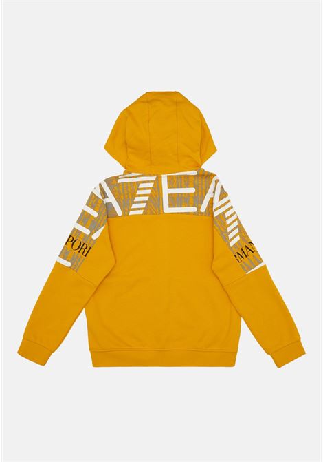 Yellow baby girl sweatshirt with logo print on shoulders and back EA7 | Hoodie | 3DBM67BJEQZ1680