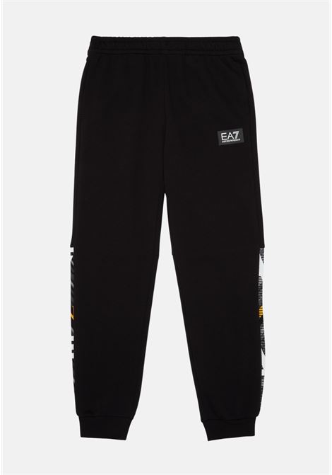 Black tracksuit trousers for boys with logo print EA7 | Pants | 3DBP59BJEQZ1200