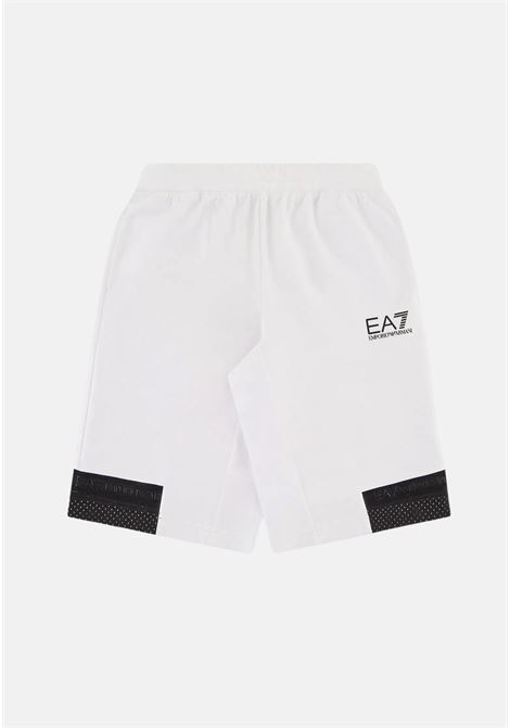 Black and white children's shorts with logo ribbon EA7 | 3DBS56BJ05Z1100