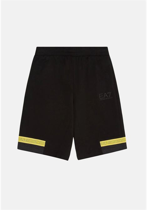 Yellow and black children's shorts with logo ribbon EA7 | 3DBS56BJ05Z1200