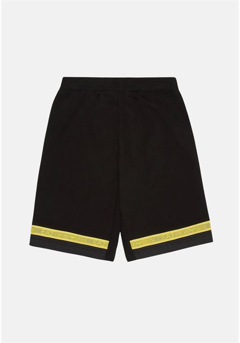 Yellow and black children's shorts with logo ribbon EA7 | 3DBS56BJ05Z1200