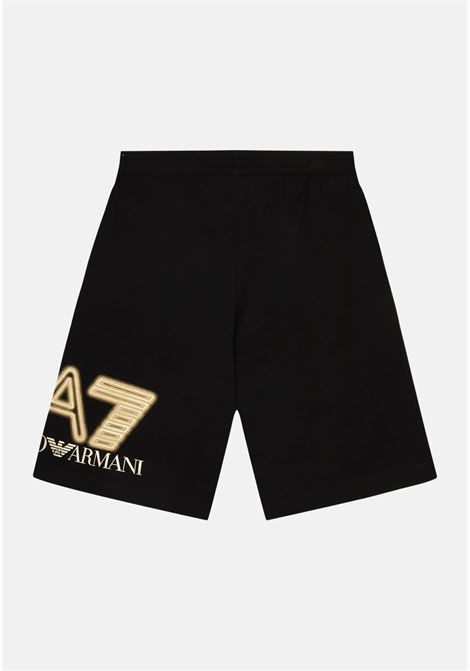 Black baby girl shorts with golden logo print EA7 | Shorts | 3DBS57BJ05Z0200