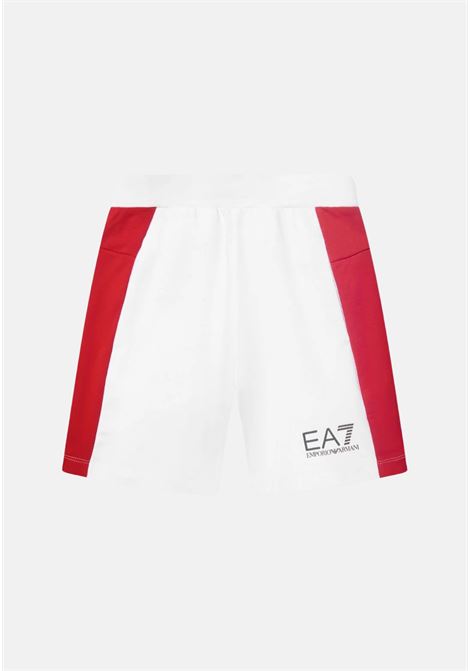 White and red children's shorts with logo ribbon EA7 | Shorts | 3DBS60BJ05Z0100