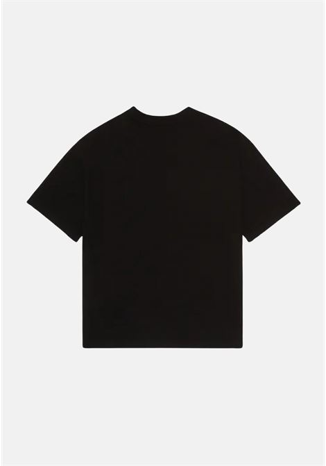 Black t-shirt for boys and girls with logoed bands on the shoulders and black logo print EA7 | T-shirt | 3DBT56BJ02Z1200