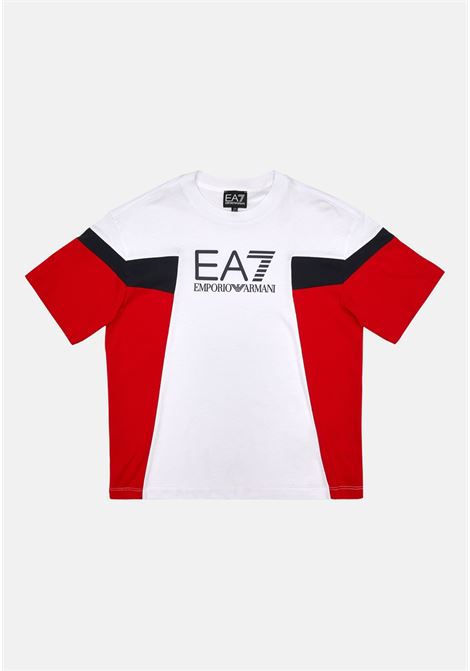 White baby girl T-Shirt with red and black sides EA7 | 3DBT66BJ02Z0100