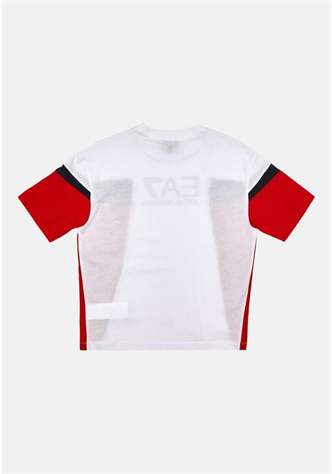 T-Shirt bambino bambina bianca con laterali in rosso e nero EA7 | 3DBT66BJ02Z0100