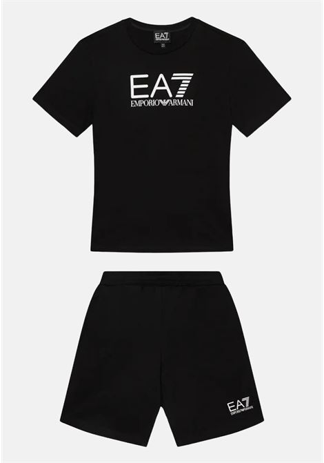 Black baby girl outfit with white logo print EA7 | 3DBV01BJ02Z1200