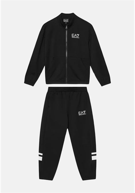Black baby girl tracksuit with white logo print EA7 | Sport suits | 3DBV57BJ05Z1200