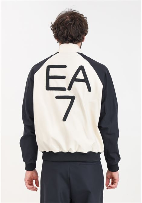 Black and beige Soccer men's bomber jacket in technical stretch fabric EA7 | Jackets | 3DPB14PNFRZ1946
