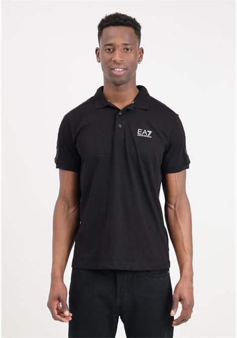 Polo da uomo nera banda elastica Logo series tono su tono EA7 | 3DPF23PJ02Z0200