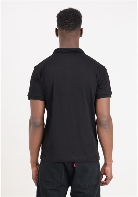 Black men's polo shirt with elastic band Logo series tone on tone EA7 | Polo | 3DPF23PJ02Z0200