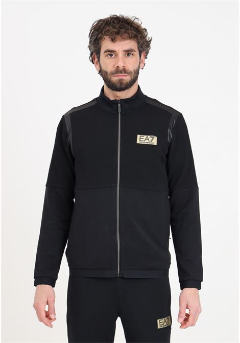 Gold label black men's sweatshirt in technical fabric EA7 | 3DPM09PJUZZ1200