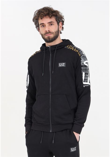 Black Graphic Series men's hooded sweatshirt in cotton EA7 | 3DPM74PJEQZ1200