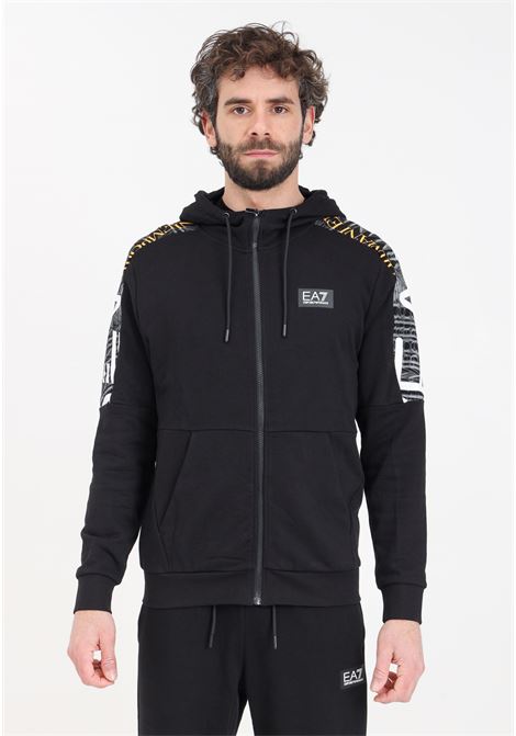 Black Graphic Series men's hooded sweatshirt in cotton EA7 | 3DPM74PJEQZ1200