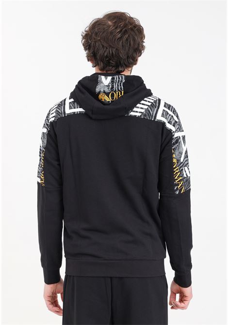 Black Graphic Series men's hooded sweatshirt in cotton EA7 | Hoodie | 3DPM74PJEQZ1200