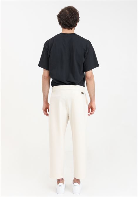 Beige Soccer men's trousers in technical fabric EA7 | Pants | 3DPP72PNFRZ1946