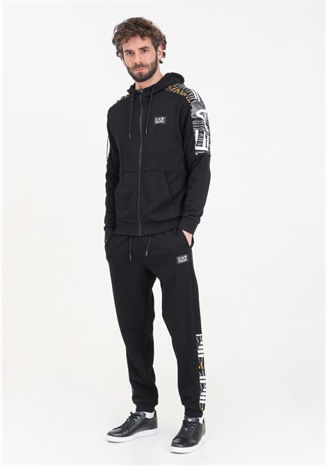 Men's black Graphic Series jogger trousers in cotton EA7 | 3DPP88PJEQZ1200