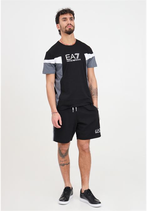 Shorts da uomo nero con stampa logo sul lato EA7 | 3DPS58PJLIZ1200