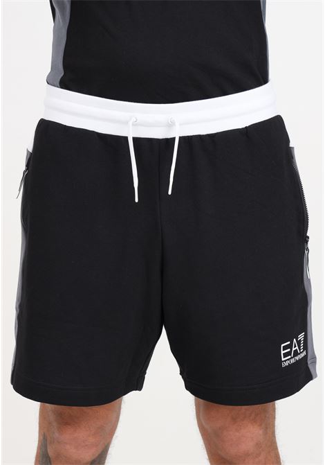 Black men's shorts with logo print on the side EA7 | 3DPS58PJLIZ1200