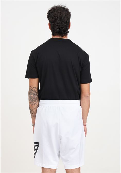 Shorts da uomo bianchi con stampa logo Visibility EA7 | 3DPS63PJ05Z1100