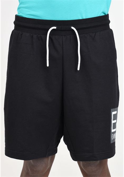 Shorts da uomo neri con stampa logo Visibility EA7 | Shorts | 3DPS63PJ05Z1200