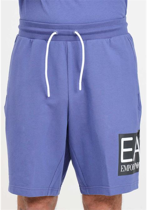 Shorts da uomo blu con stampa logo Visibility EA7 | Shorts | 3DPS63PJ05Z1557