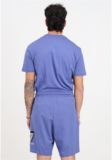 Blue men's shorts with Visibility logo print EA7 | Shorts | 3DPS63PJ05Z1557