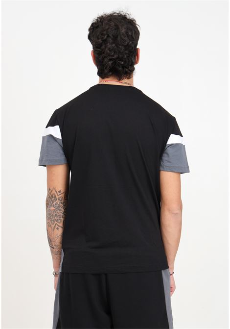 T-shirt da uomo nera grigia e bianca Summer Block EA7 | T-shirt | 3DPT10PJ02Z1200