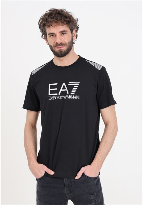 7 Lines black men's t-shirt in AVS recycled fabric EA7 | 3DPT29PJULZ1200