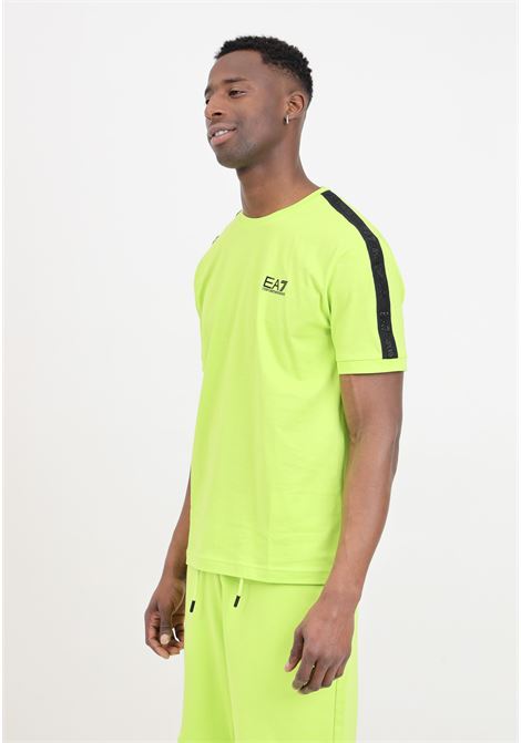 T-shirt da uomo giallo fluo con dettaglio nastro gommato sulle maniche EA7 | 3DPT35PJ02Z1873