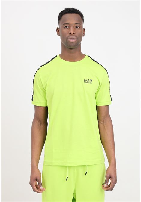 Fluorescent yellow men's T-shirt with rubberized tape detail on the sleeves EA7 | 3DPT35PJ02Z1873