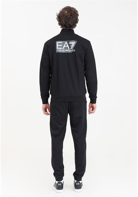 Black men's tracksuit with logo print on the back of the sweatshirt EA7 | Sport suits | 3DPV75PJ05Z1200