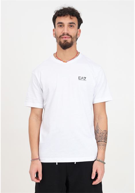 Logo series men's white t-shirt EA7 | 8NPT18PJ02Z1100
