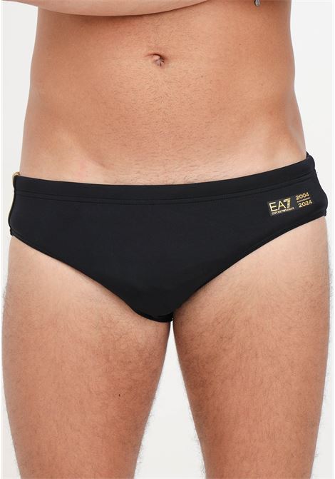 Slip mare da uomo neri con etichetta logo EA7 | Beachwear | 9010004R71100020