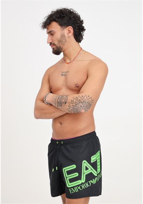 Black men's swim shorts with maxi AVS logo EA7 | Beachwear | 9020004R73600120
