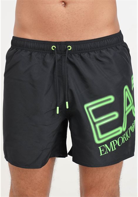 Black men's swim shorts with maxi AVS logo EA7 | 9020004R73600120